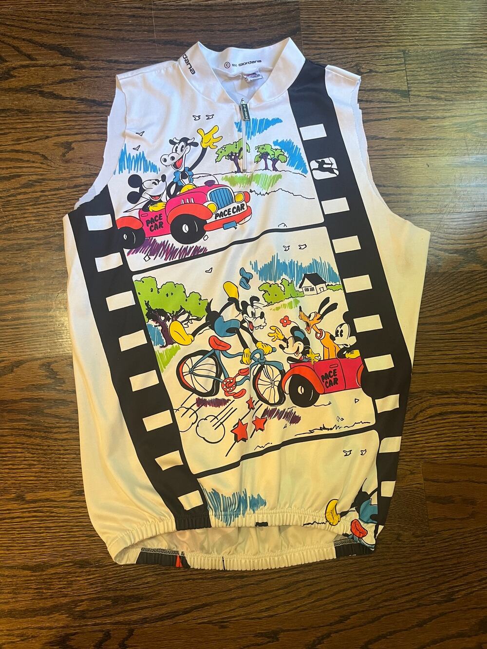 Vtg 1990 Giordana Disney Cycling Vest Mickey Mouse Pace Car Italy Jersey sz. M